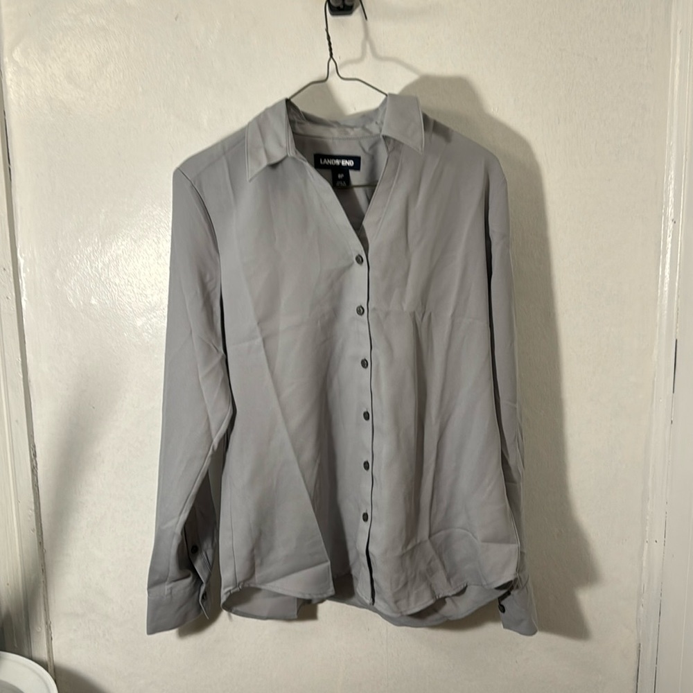 Light gray, Lands’ End blouse